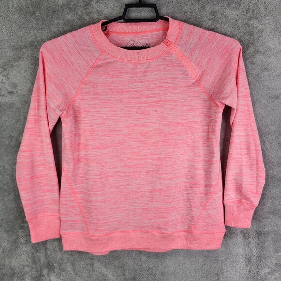 Womens Pink Gerry Pullover Top Shirt Zipper Crewneck Long Sleeve Size S - Picture 2 of 9